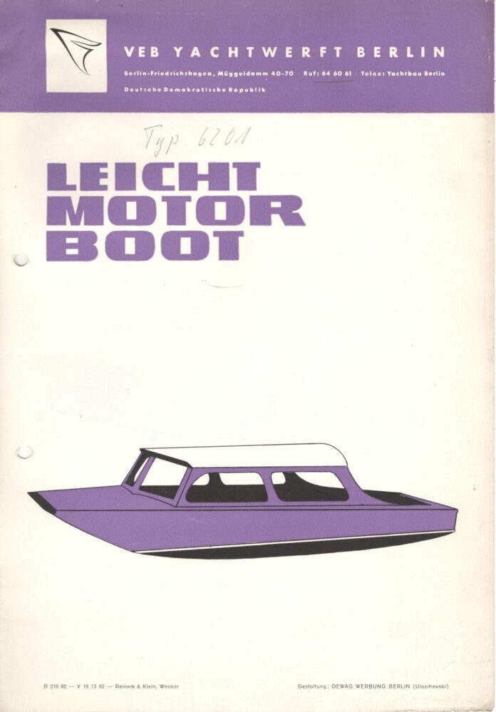 Leicht-Kajütmotorboot - Typ 6201 - VEB Yachtwerft Berlin - Konstrukteur M. Frach - 1962_Seite_001